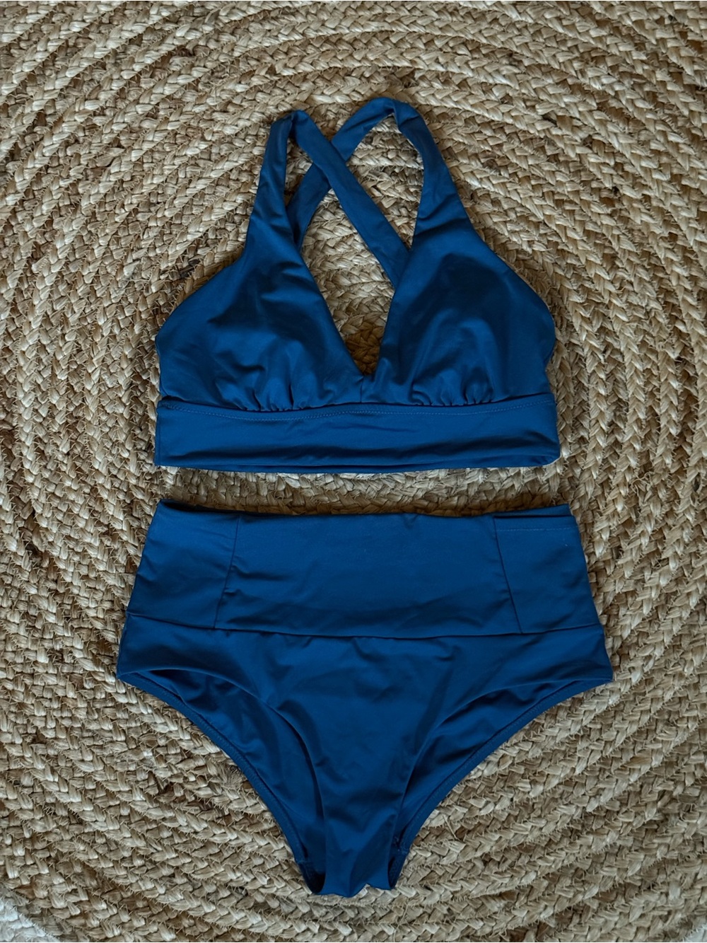 2 Piece Set Athleta Plunge Bikini Top + Ultra High Rise Pocket Bottom Lapis - Picture 10 of 16